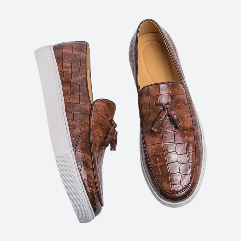 Men's Tassel Loafers with Textured Upper and Chunky Sole