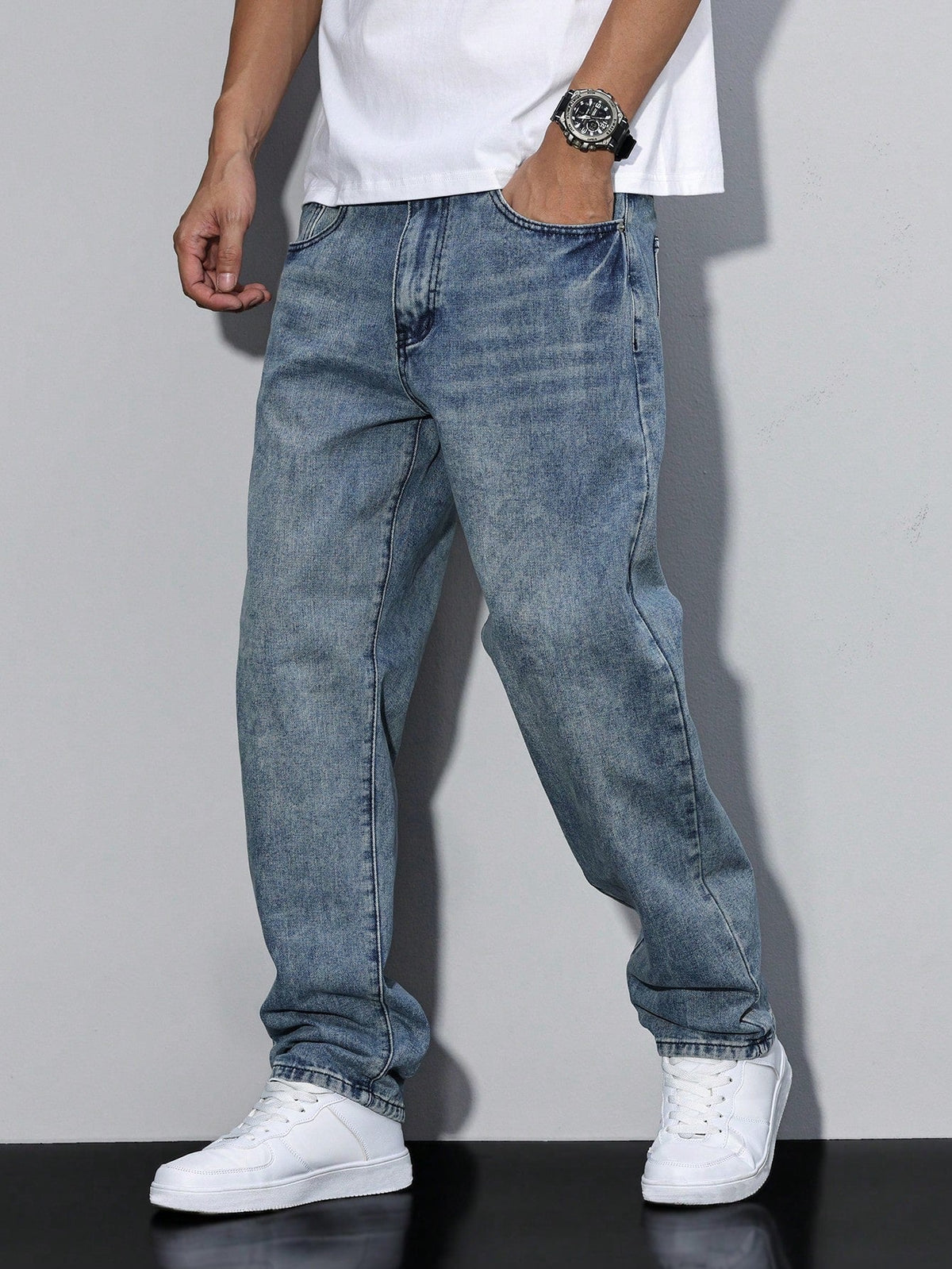 Men's Baggy Jeans – Loose Fit, 8 Washes