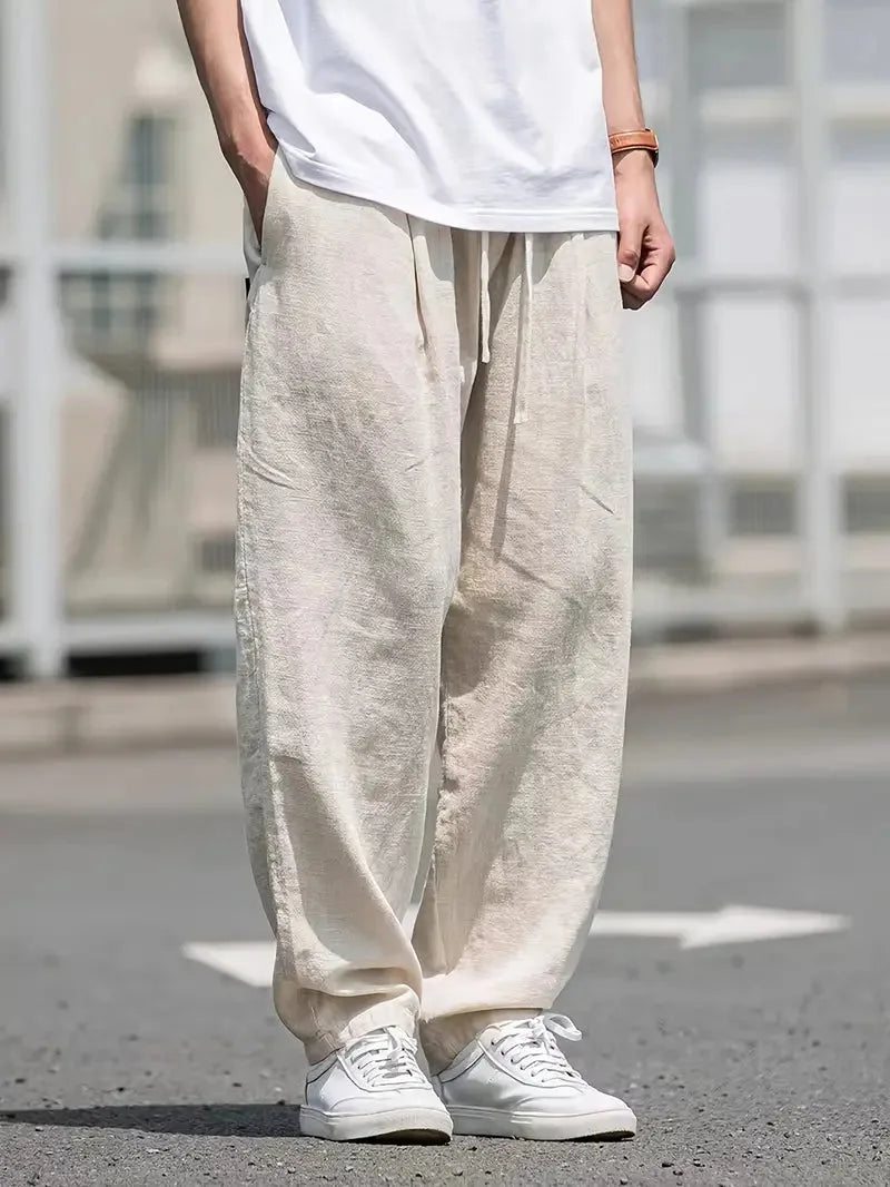 Men's Baggy Linen Drawstring Trousers
