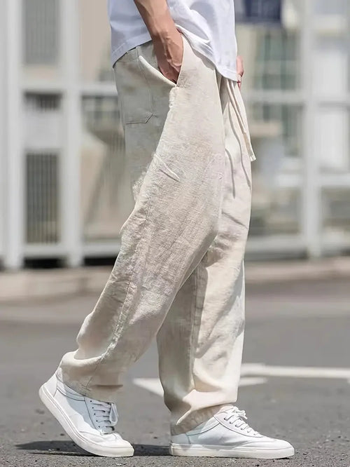 Men's Baggy Linen Drawstring Trousers