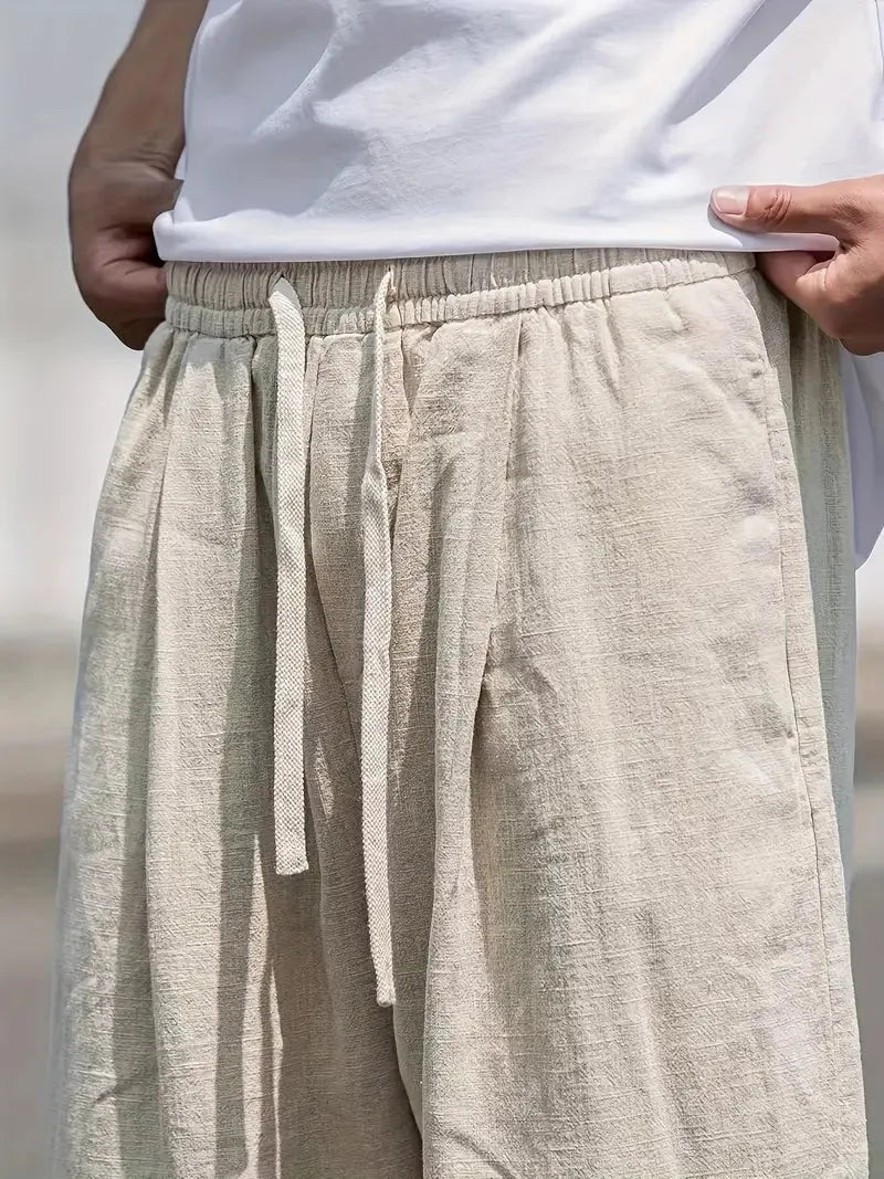 Men's Baggy Linen Drawstring Trousers