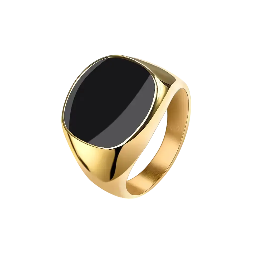 Men's Stainless Steel Signet Ring – Bold Vintage-Inspired Statement