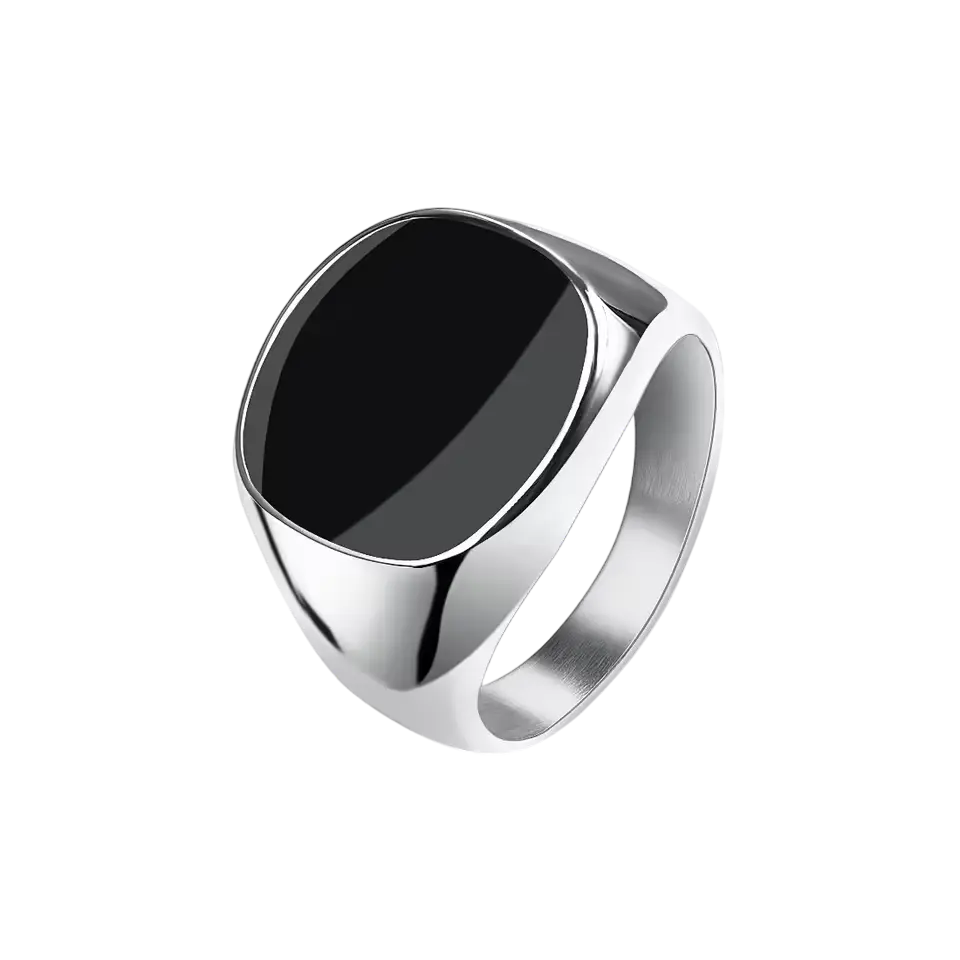 Men's Stainless Steel Signet Ring – Bold Vintage-Inspired Statement