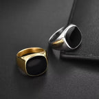 Men's Stainless Steel Signet Ring – Bold Vintage-Inspired Statement