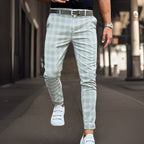 Men's Plaid Slim-Fit Chinos – Smart Casual Trousers