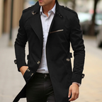 Men's Military-Inspired Trench Coat – Tailored Mid-Length Layer