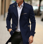 Men's Military-Inspired Trench Coat – Tailored Mid-Length Layer