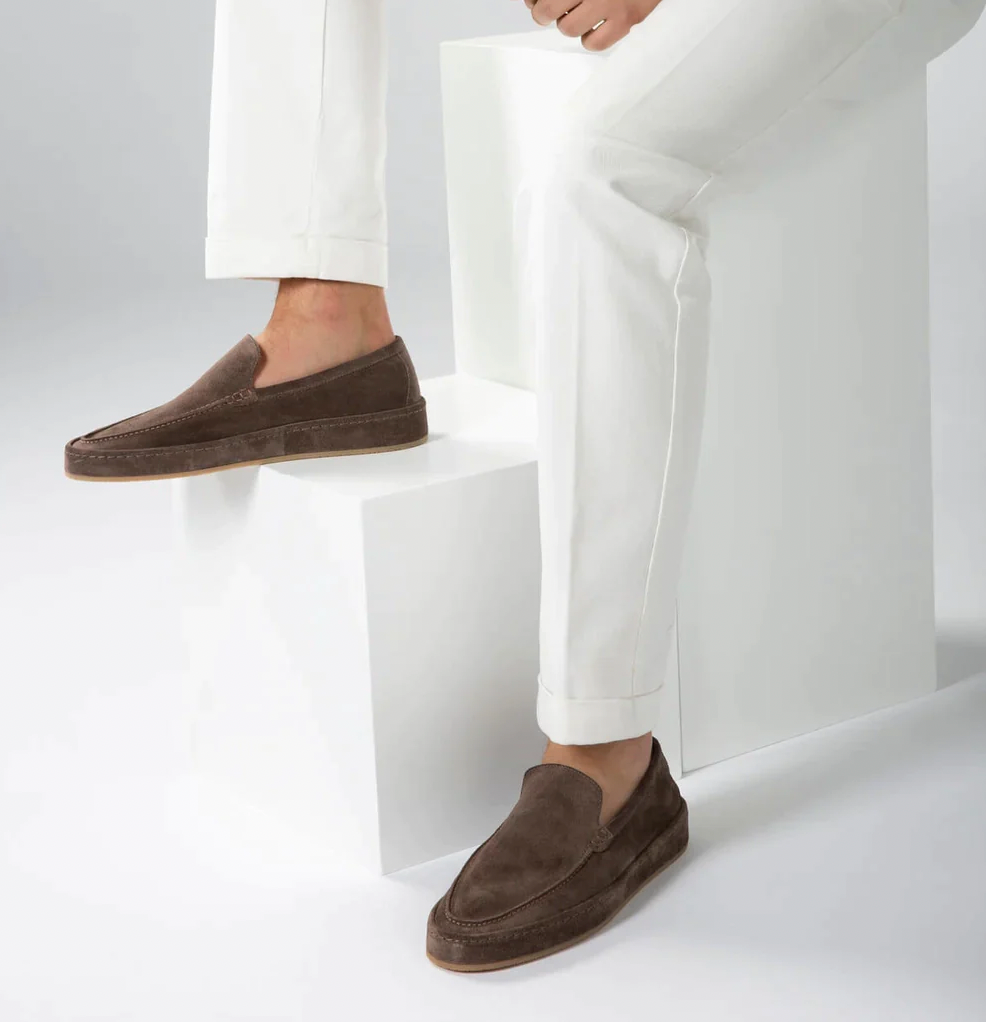 Men's Suede-Look Slip-On Loafers with Cushioned Sole
