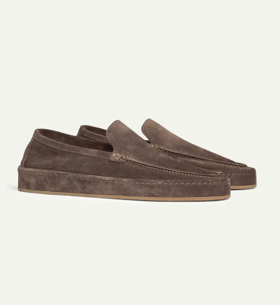 Men's Suede-Look Slip-On Loafers with Cushioned Sole