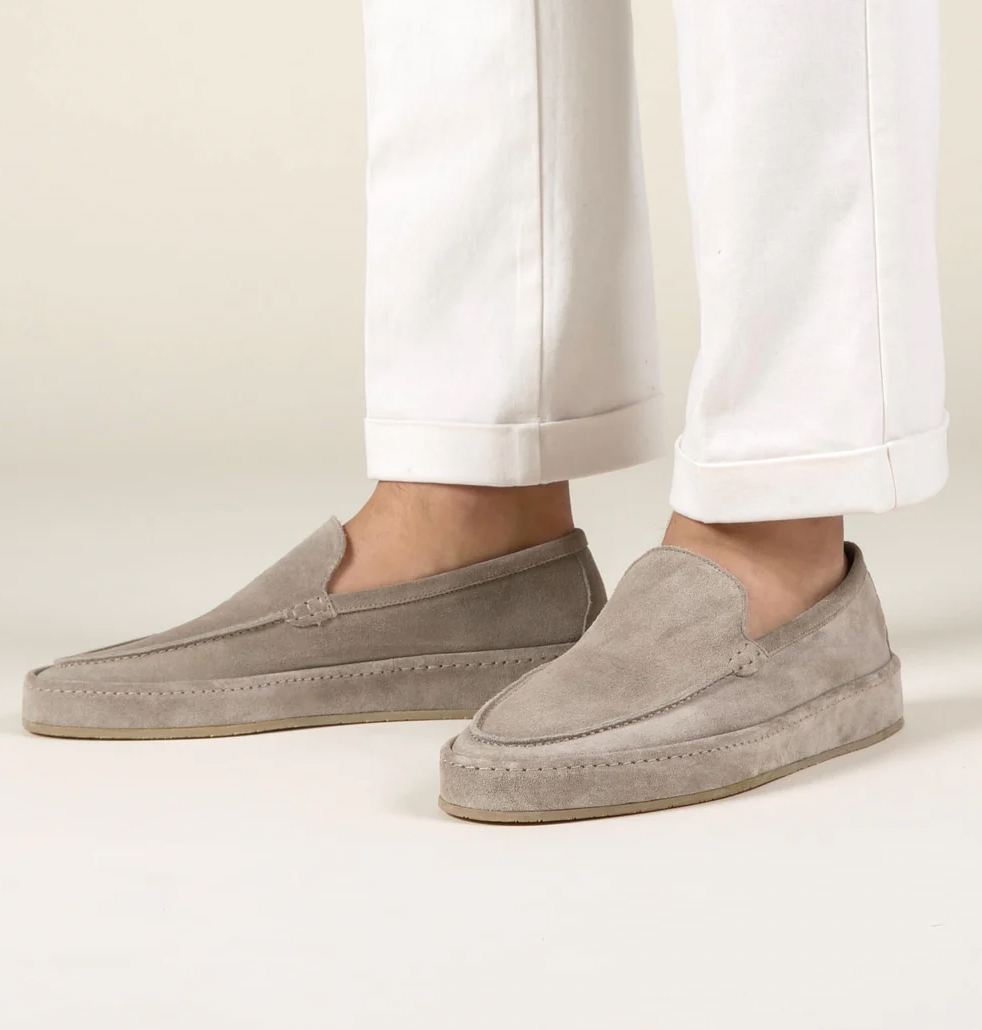 Men's Suede-Look Slip-On Loafers with Cushioned Sole