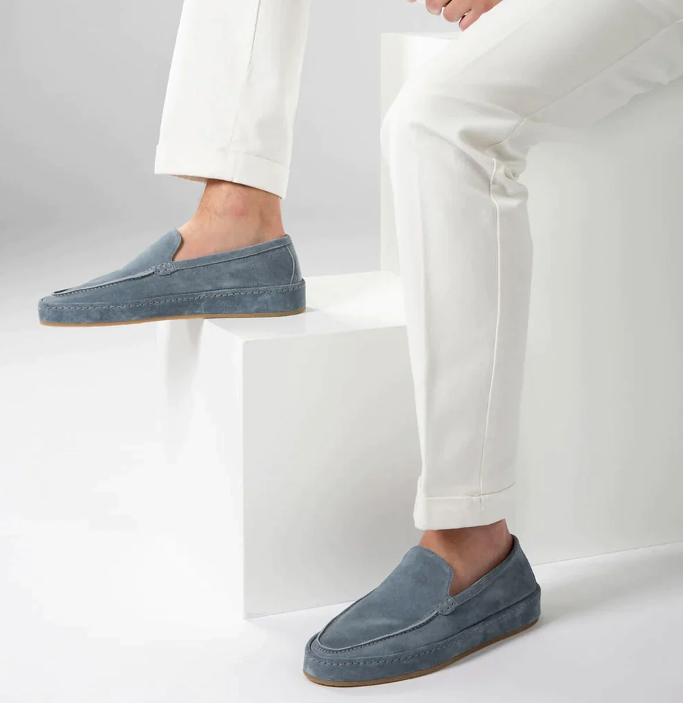 Men's Suede-Look Slip-On Loafers with Cushioned Sole