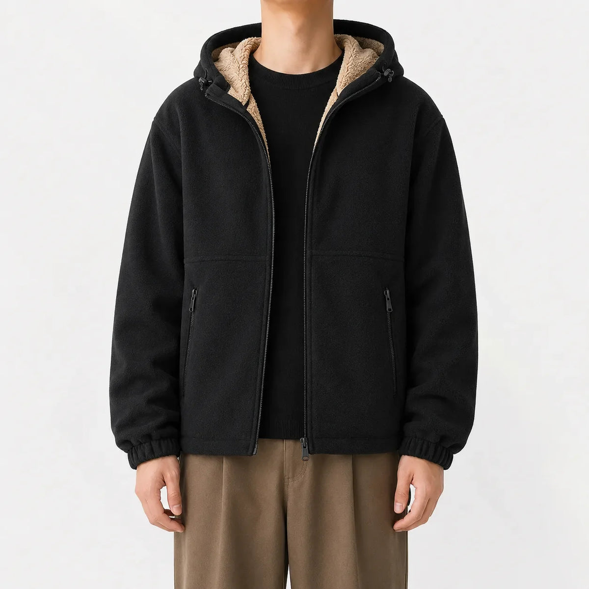 Men's Hoodie with Fleece Lining and Zip