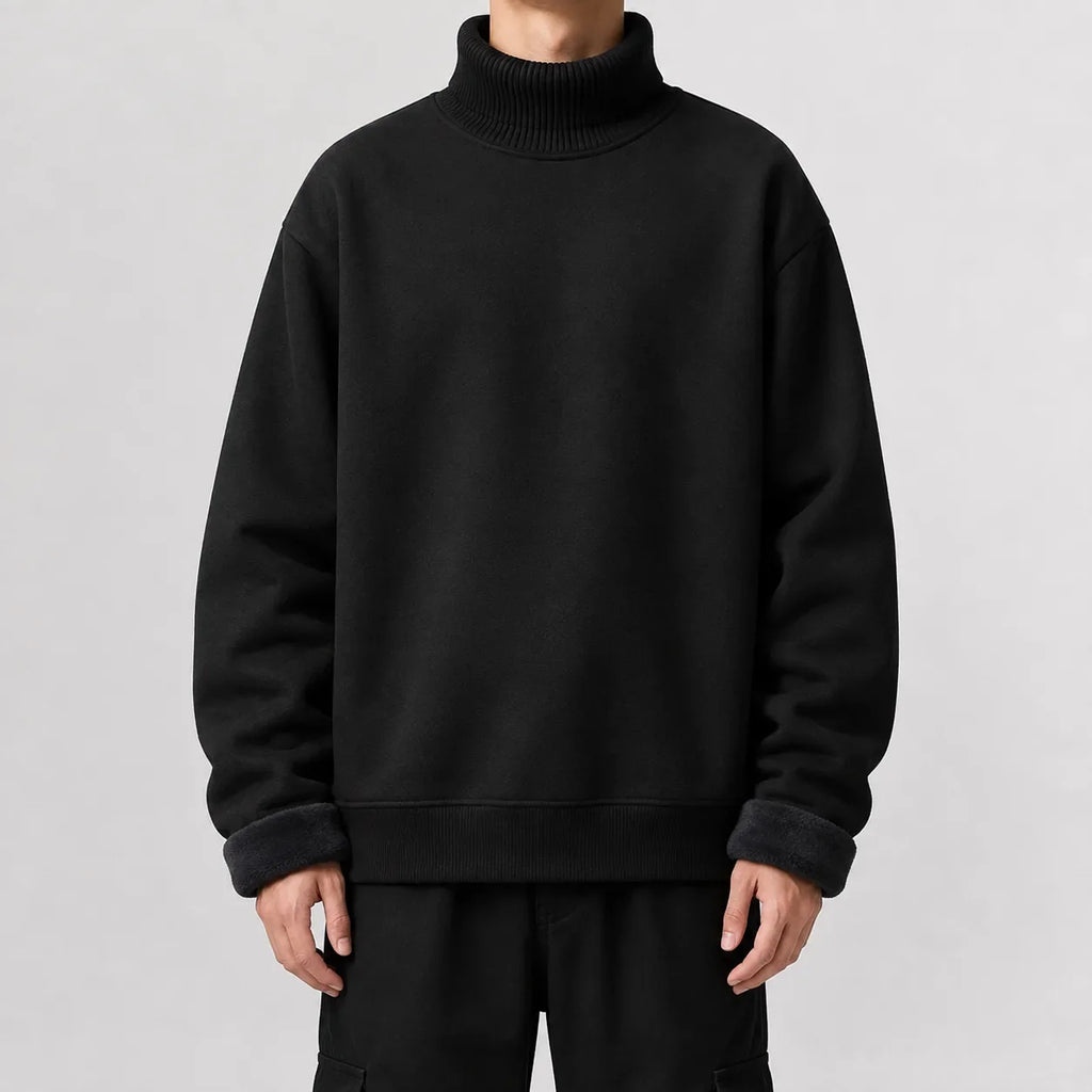 Men's Fleece-lined Jumper with Turtle Neck