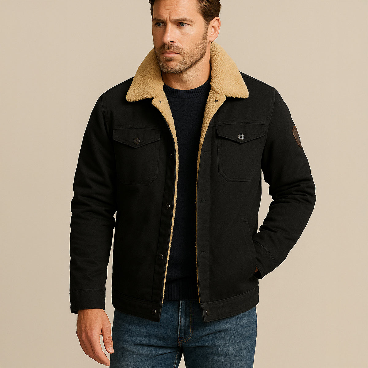 Men's Fleece-Lined Winter Coat – Button Front, Five Colours