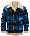 Men's Bomber Jacket in Plaid with Faux Shearling