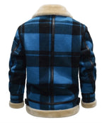 Men's Bomber Jacket in Plaid with Faux Shearling