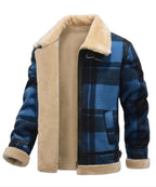 Men's Bomber Jacket in Plaid with Faux Shearling