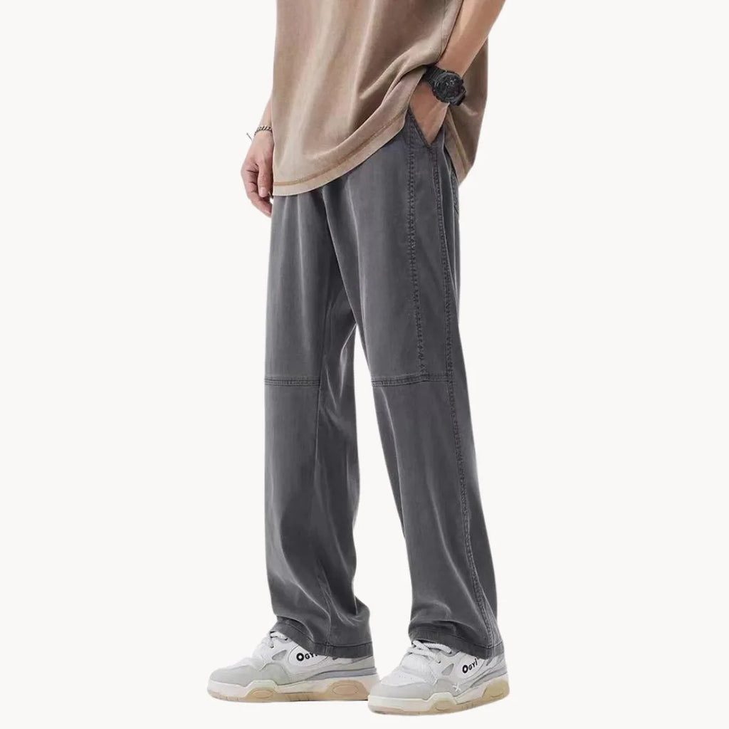 Men's Straight-Fit Trousers with Elasticated Waist