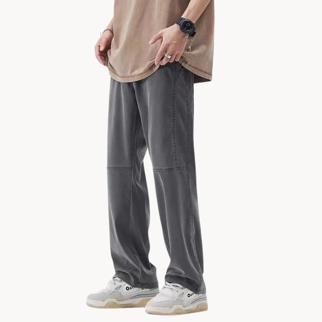 Men's Straight-Fit Trousers with Elasticated Waist