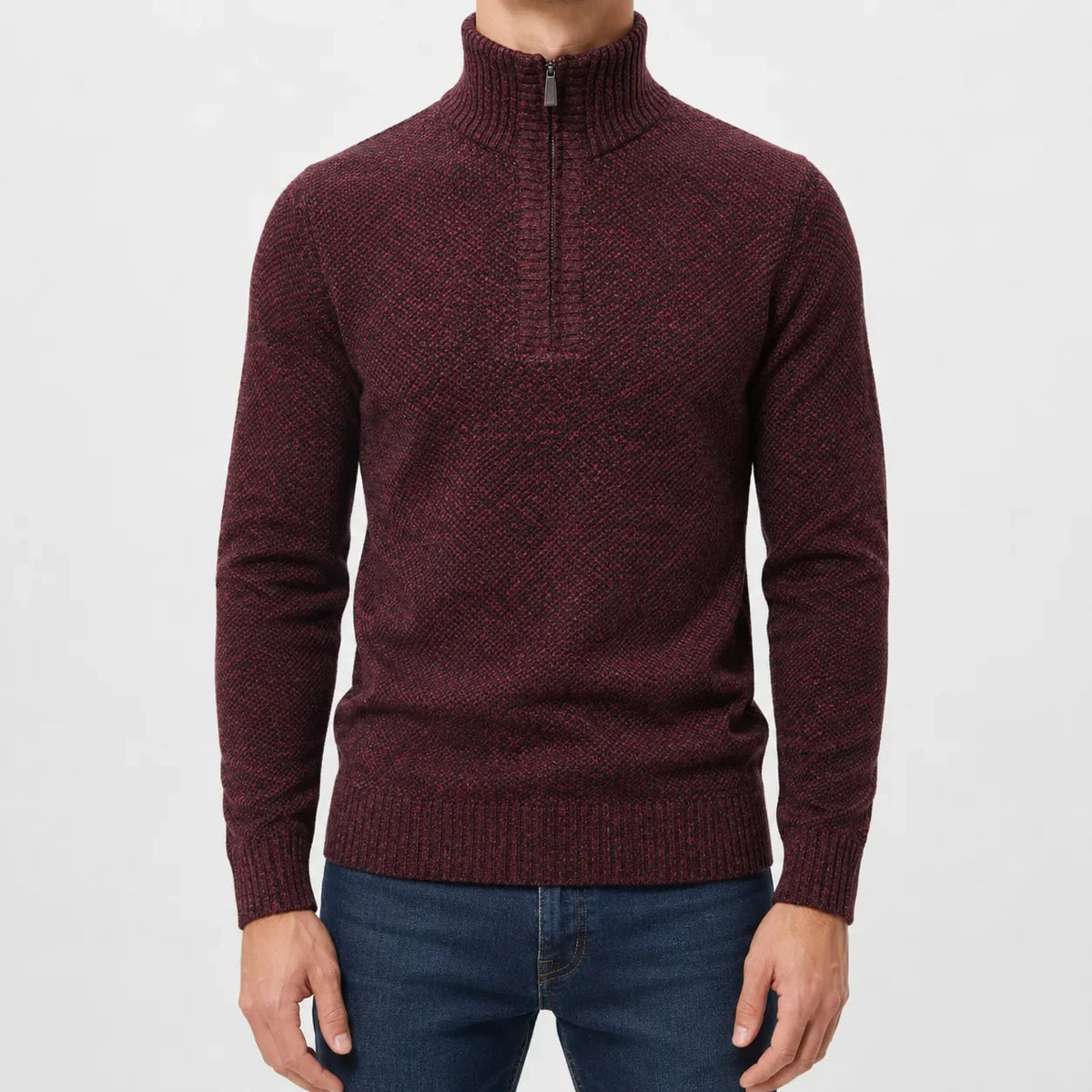 Men's Zip-up Jumper with Mock Neck – Style 3