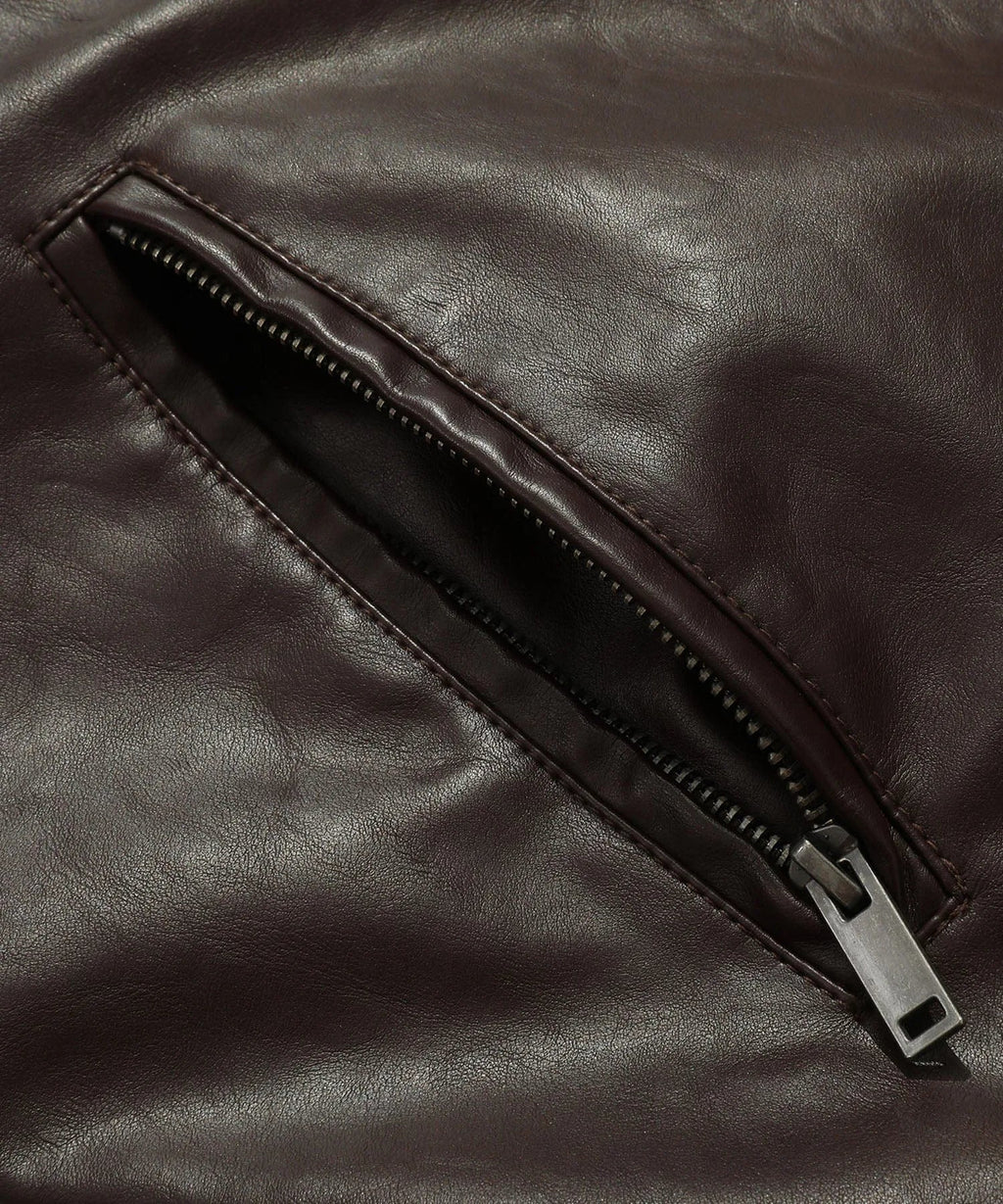 Men's Leather-look Jacket with Mandarin Collar