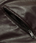 Men's Leather-look Jacket with Mandarin Collar