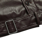 Men's Leather-look Jacket with Mandarin Collar