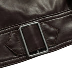Men's Leather-look Jacket with Mandarin Collar