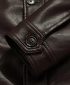 Men's Leather-look Jacket with Mandarin Collar