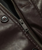 Men's Leather-look Jacket with Mandarin Collar