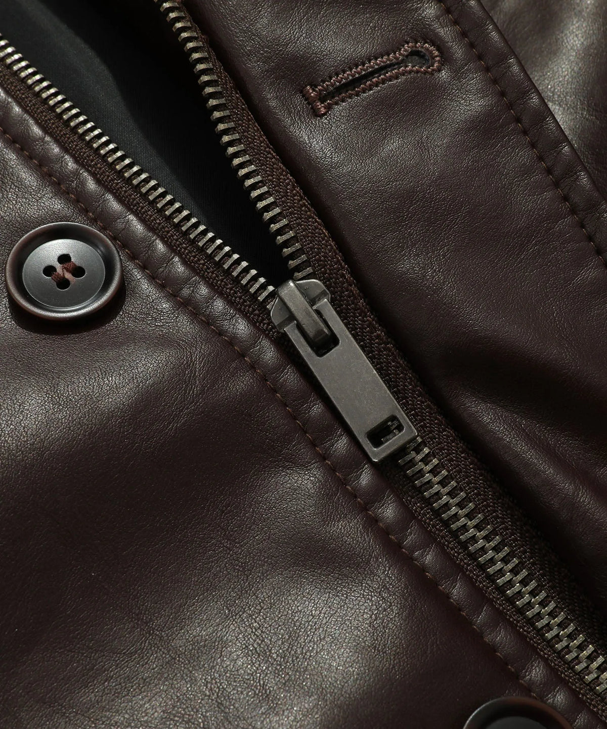 Men's Leather-look Jacket with Mandarin Collar