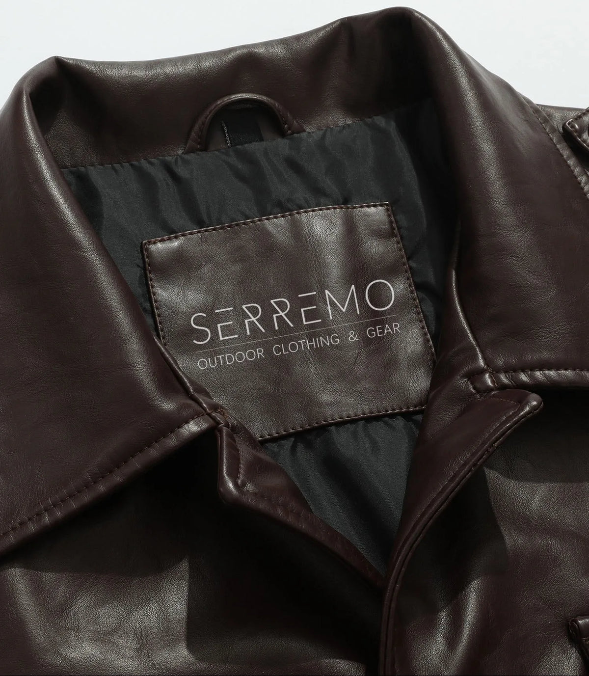 Men's Leather-look Jacket with Mandarin Collar