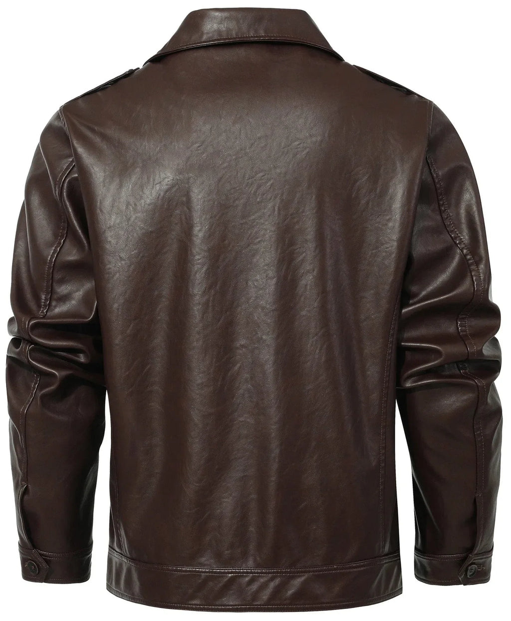 Men's Leather-look Jacket with Mandarin Collar