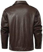 Men's Leather-look Jacket with Mandarin Collar