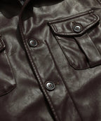 Men's Leather-look Jacket with Mandarin Collar