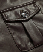 Men's Leather-look Jacket with Mandarin Collar