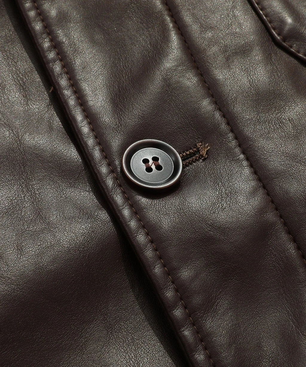 Men's Leather-look Jacket with Mandarin Collar
