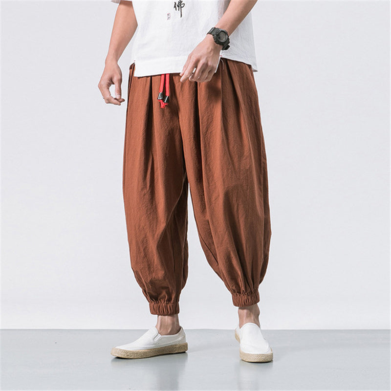 Men's Relaxed Harem Trousers – Drawstring Casual Pants