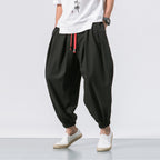 Men's Relaxed Harem Trousers – Drawstring Casual Pants