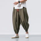 Men's Relaxed Harem Trousers – Drawstring Casual Pants