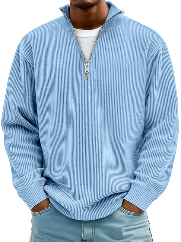 Men's Ribbed Cotton Crew Jumper – 10 Colours, S to 5XL