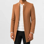 Men's Slim-fit Trench Coat with Mandarin Collar