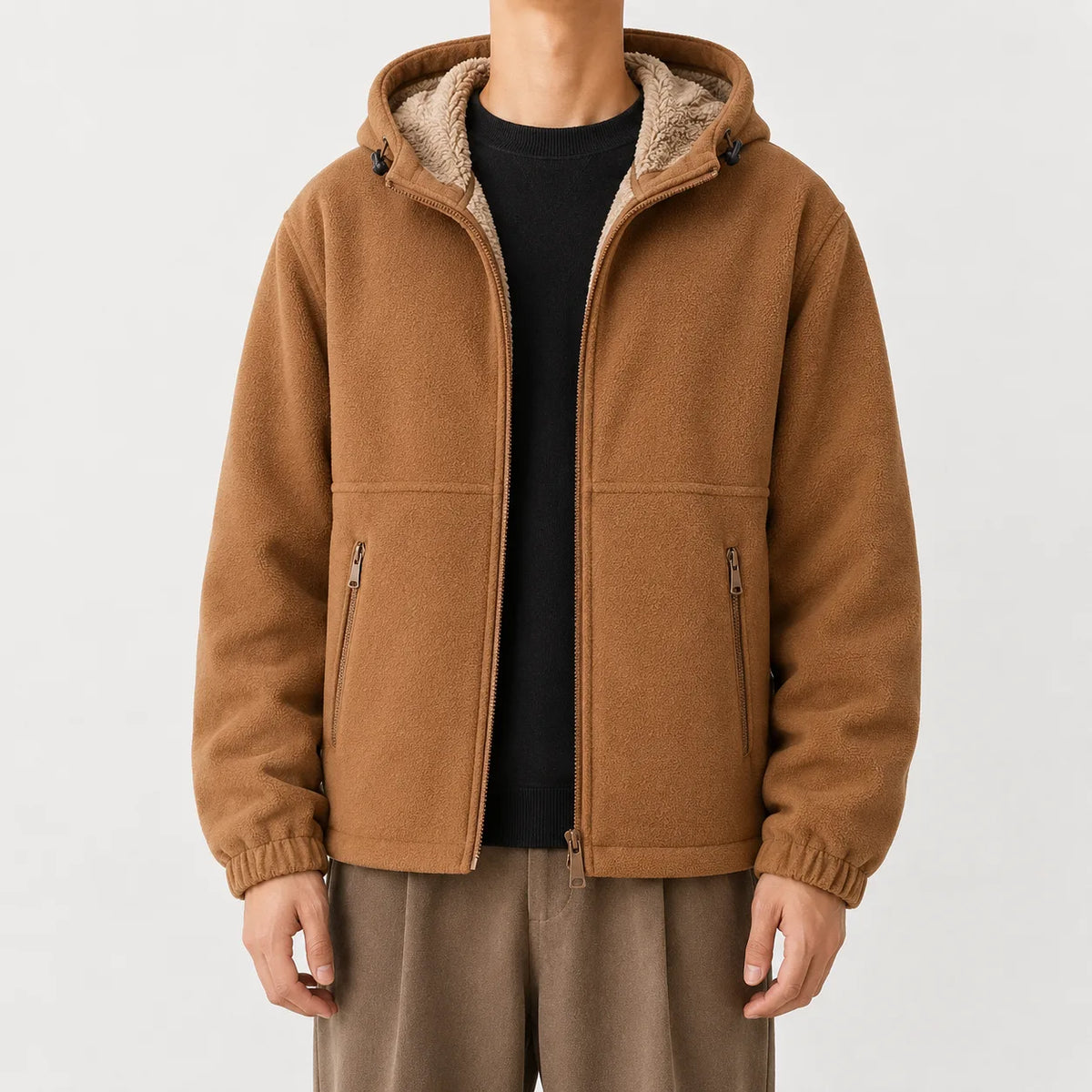 Men's Hoodie with Fleece Lining and Zip