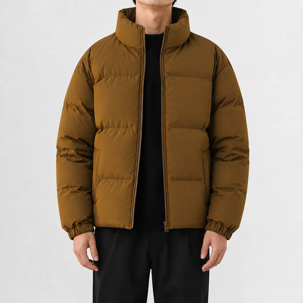 Men's Puffer Jacket with High Collar