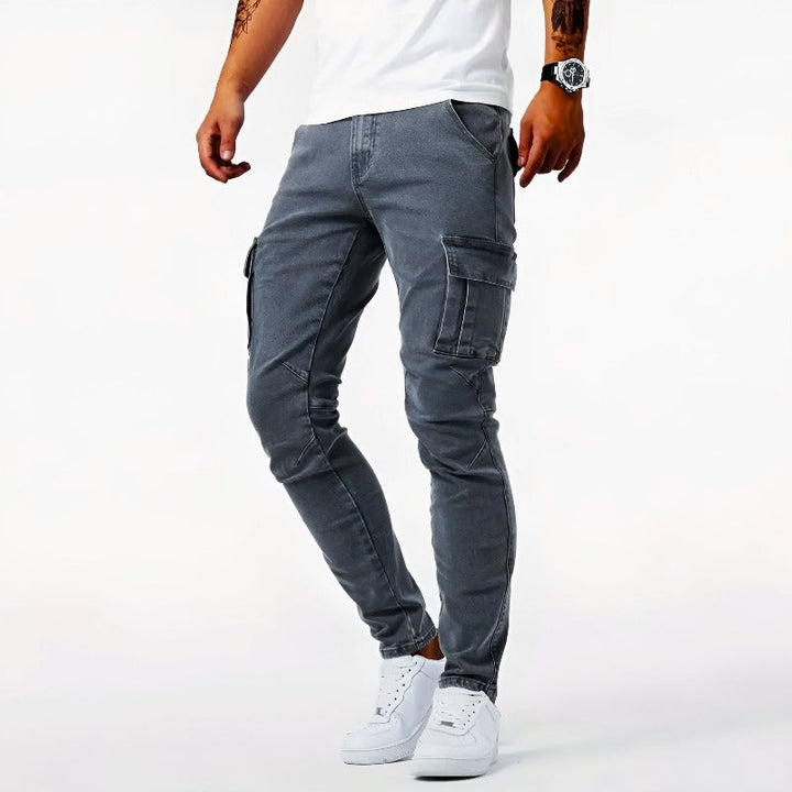 Men's Slim Cargo Jeans with Side Pockets