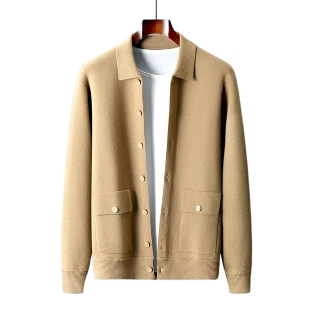 Men's Cashmere Jacket with Stand Collar