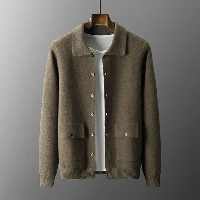 Men's Cashmere Jacket with Stand Collar