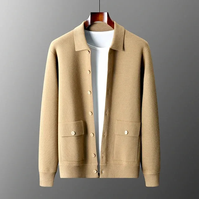 Men's Cashmere Jacket with Stand Collar