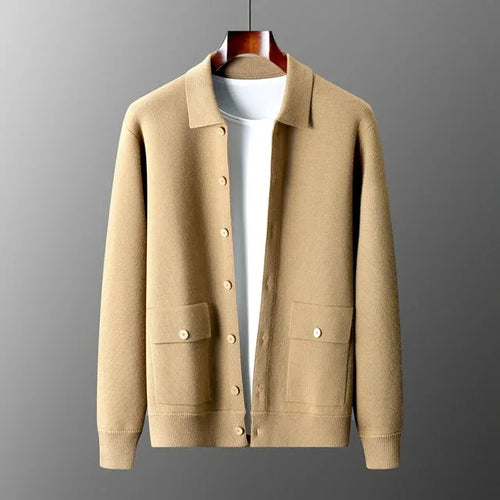 Men's Cashmere Jacket with Stand Collar