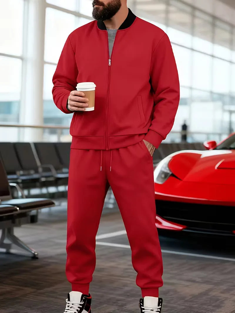 Men's Zip-Up Jacket and Trousers Set